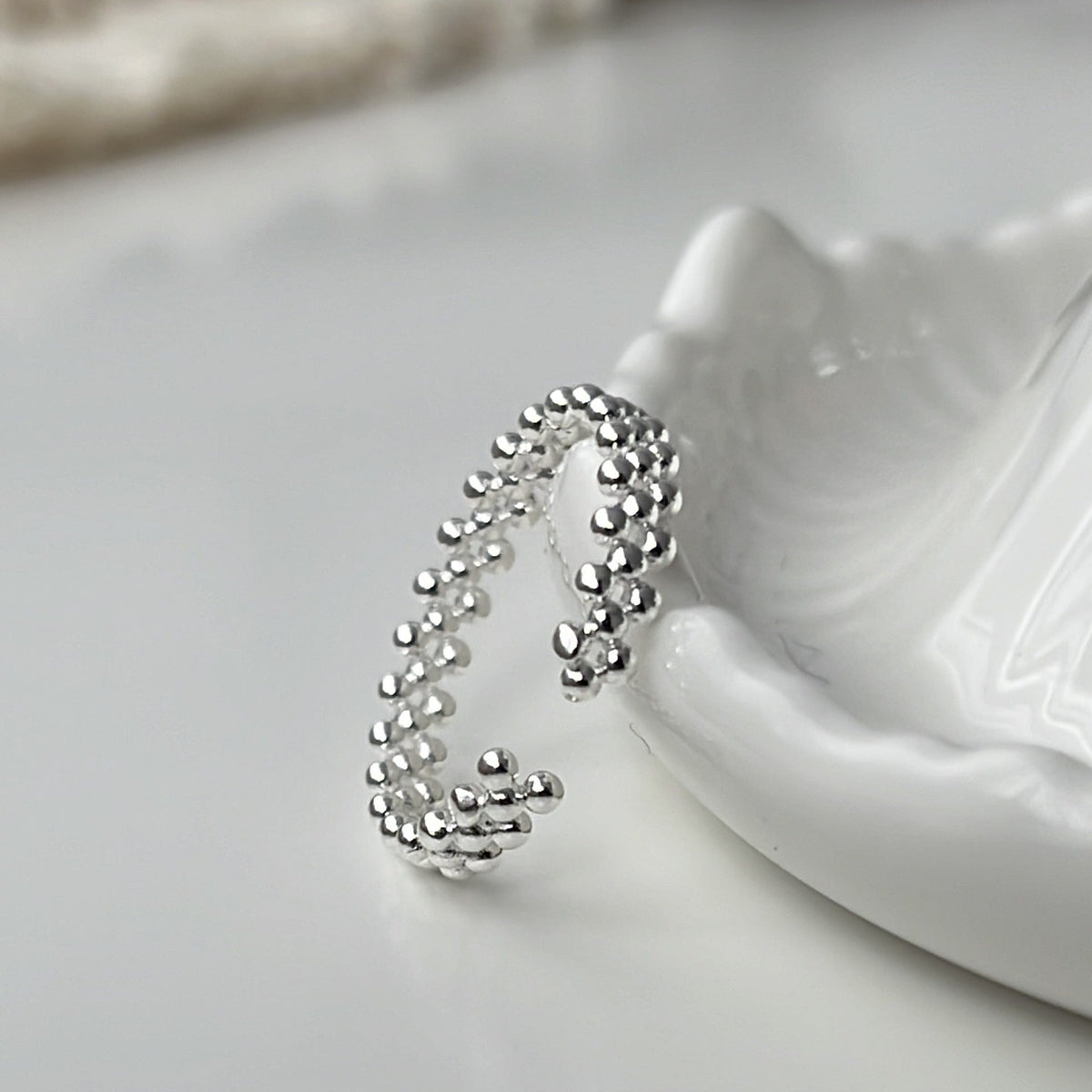 925 sterling silver open-end ring - silvery