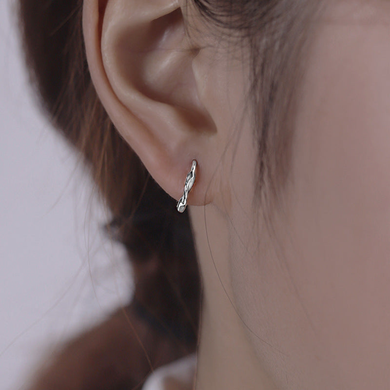 925 sterling silver circle ear buckle - silvery
