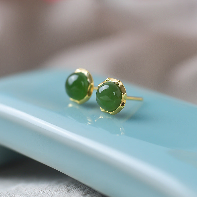 S925 pure silver jade earrings