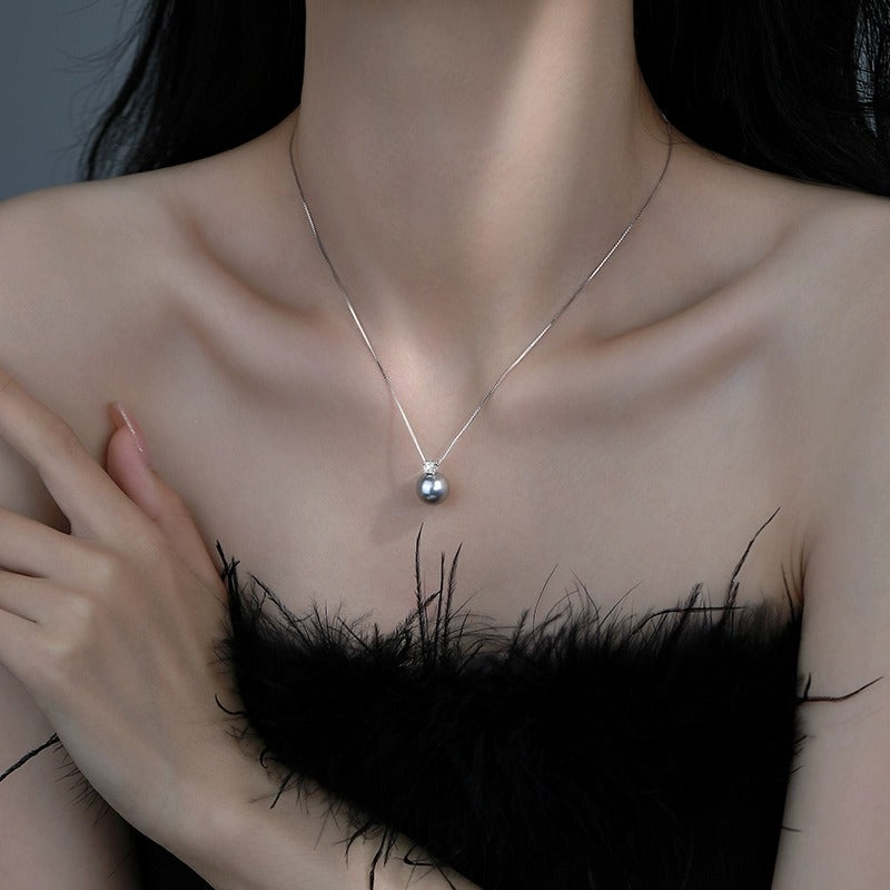 999 silver imitation pearl pendant necklace