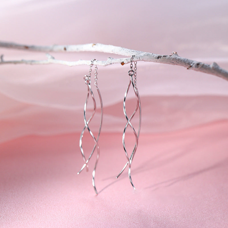925 sterling silver long ear line - silvery