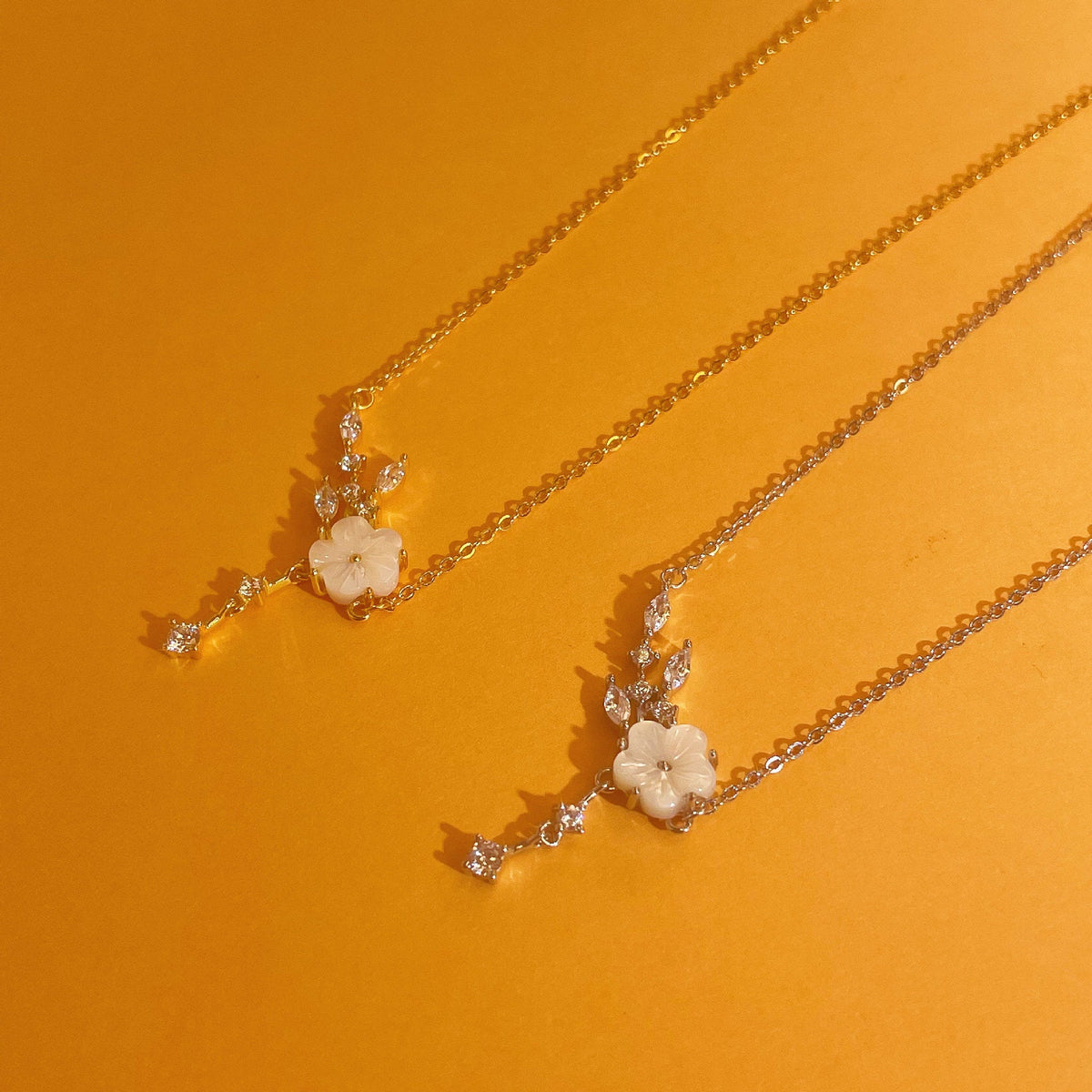 925 pure silver white Fritillaria flower pendant necklace