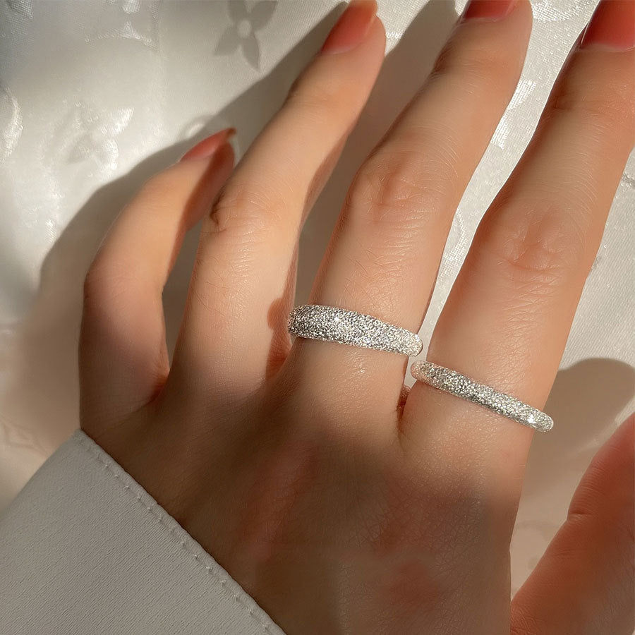 S925 sterling silver frosted sparkling  ring