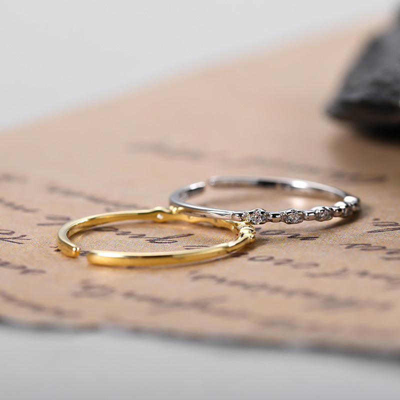 925 sterling silver inlaid sparkling zirconium open ring