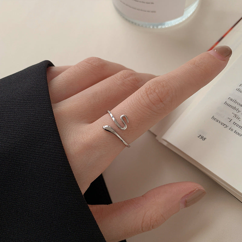 S925 Pure Silver Serpentine Ring - Silvery