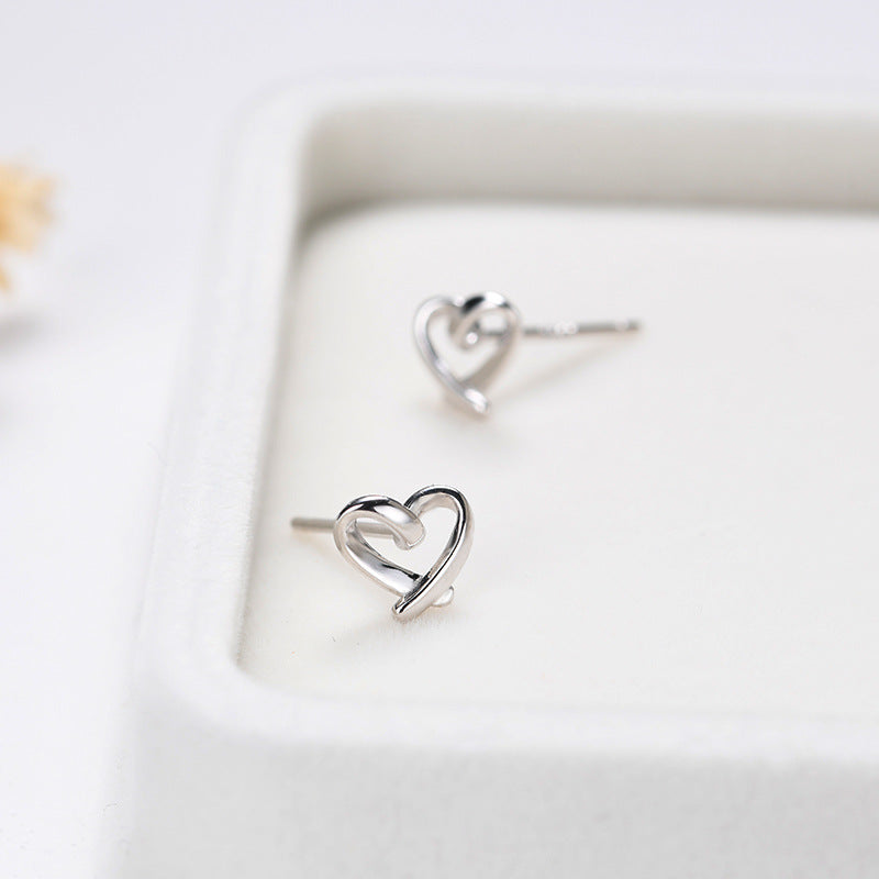 925 sterling silver heart-shaped earrings - silvery