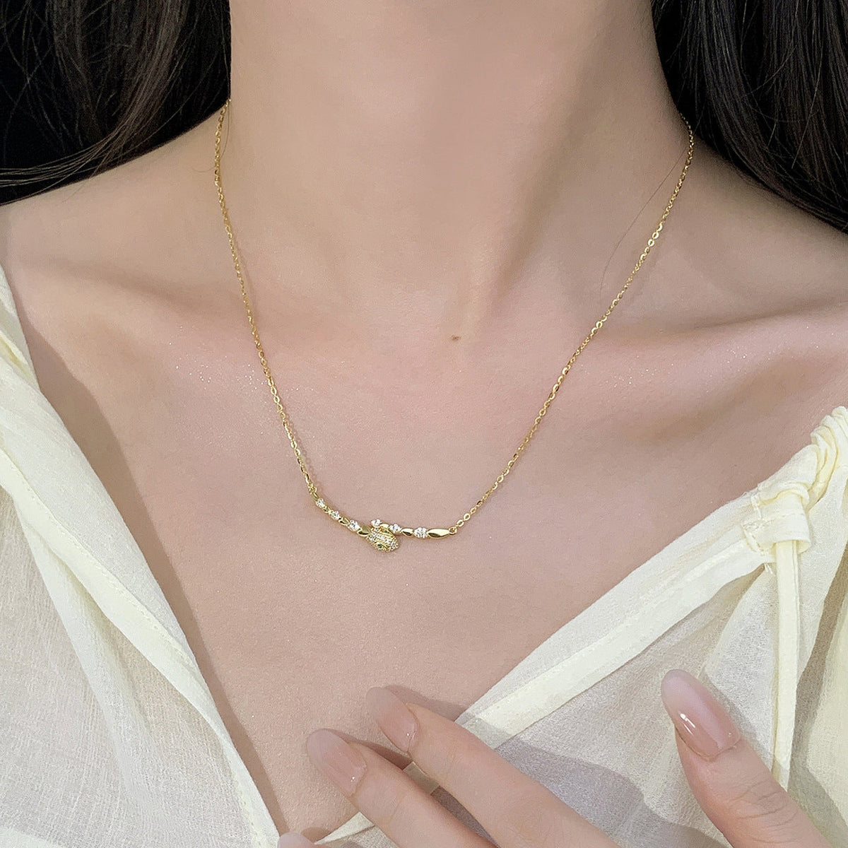 S925 sterling silver zodiac snake pendant necklace