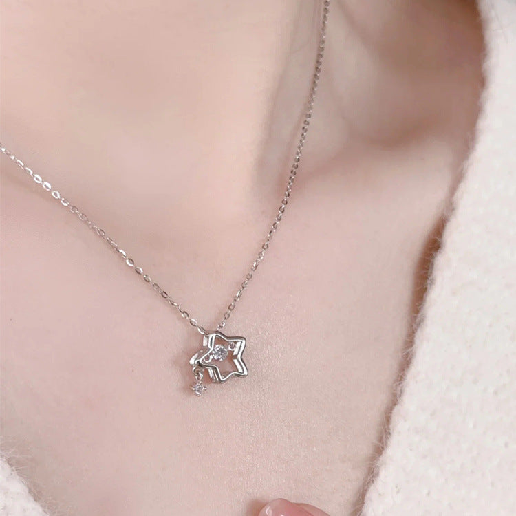 925 sterling silver star pendant necklace - silvery