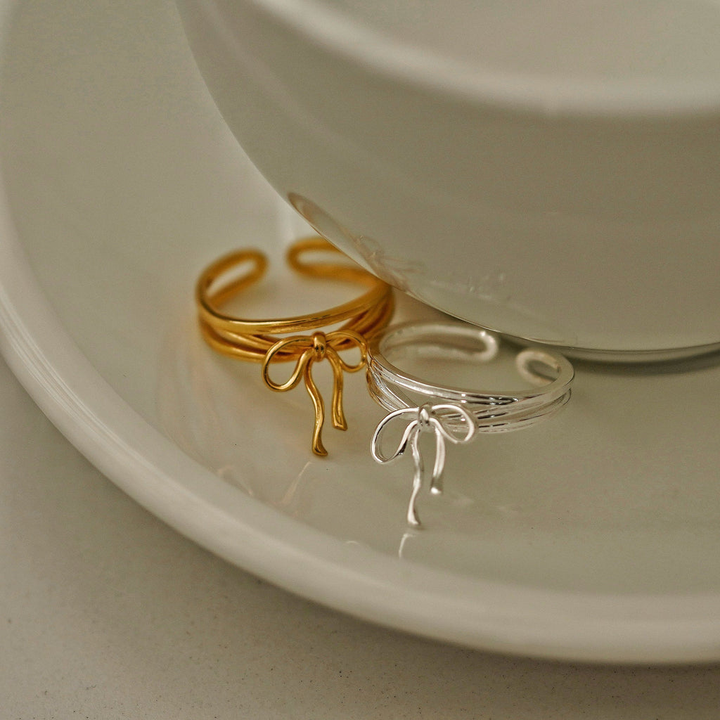 925 sterling silver bowknot ribbon ring