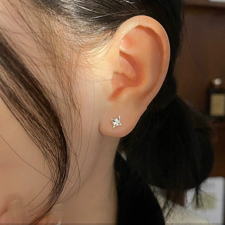 925 sterling silver star earrings - silvery