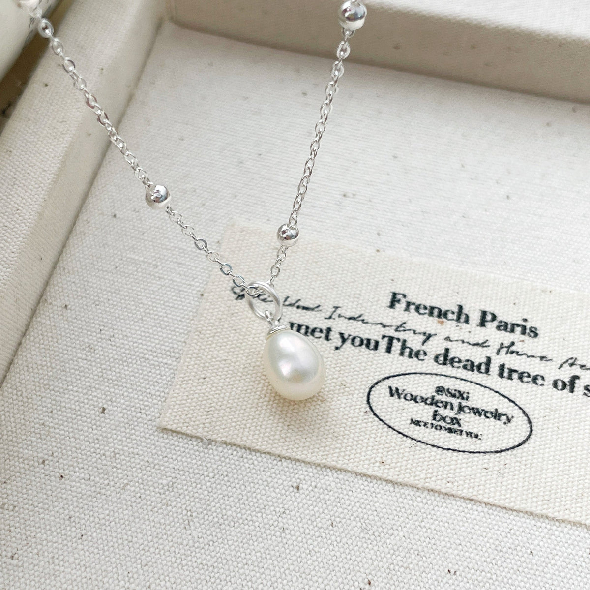 925 sterling silver freshwater pearl pendant necklace - silvery
