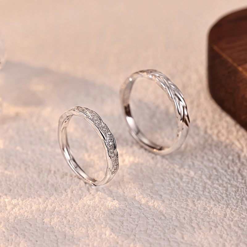 925 sterling silver couple's ring - silvery