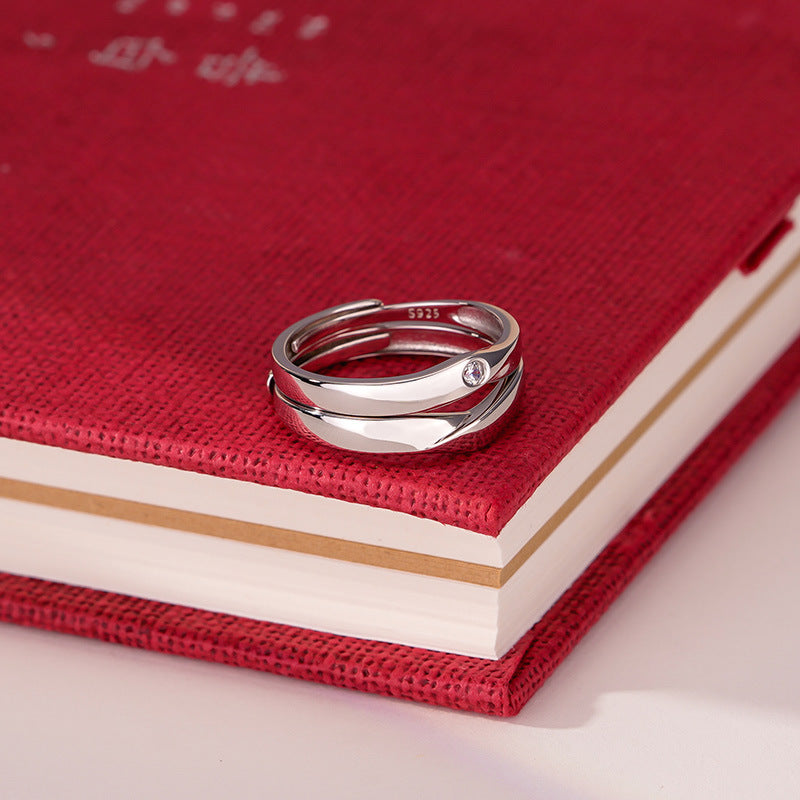 925 sterling silver couple ring - silvery