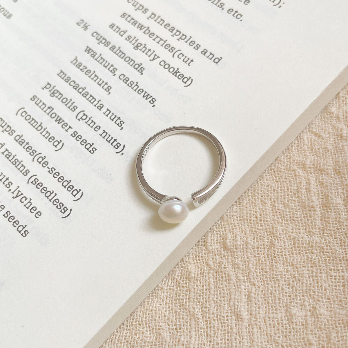 S925 sterling silver freshwater pearl ring