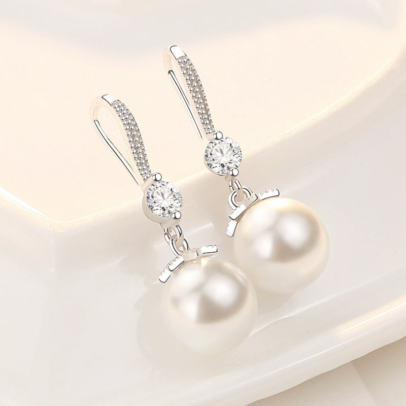 925 sterling silver pearl earrings - silvery
