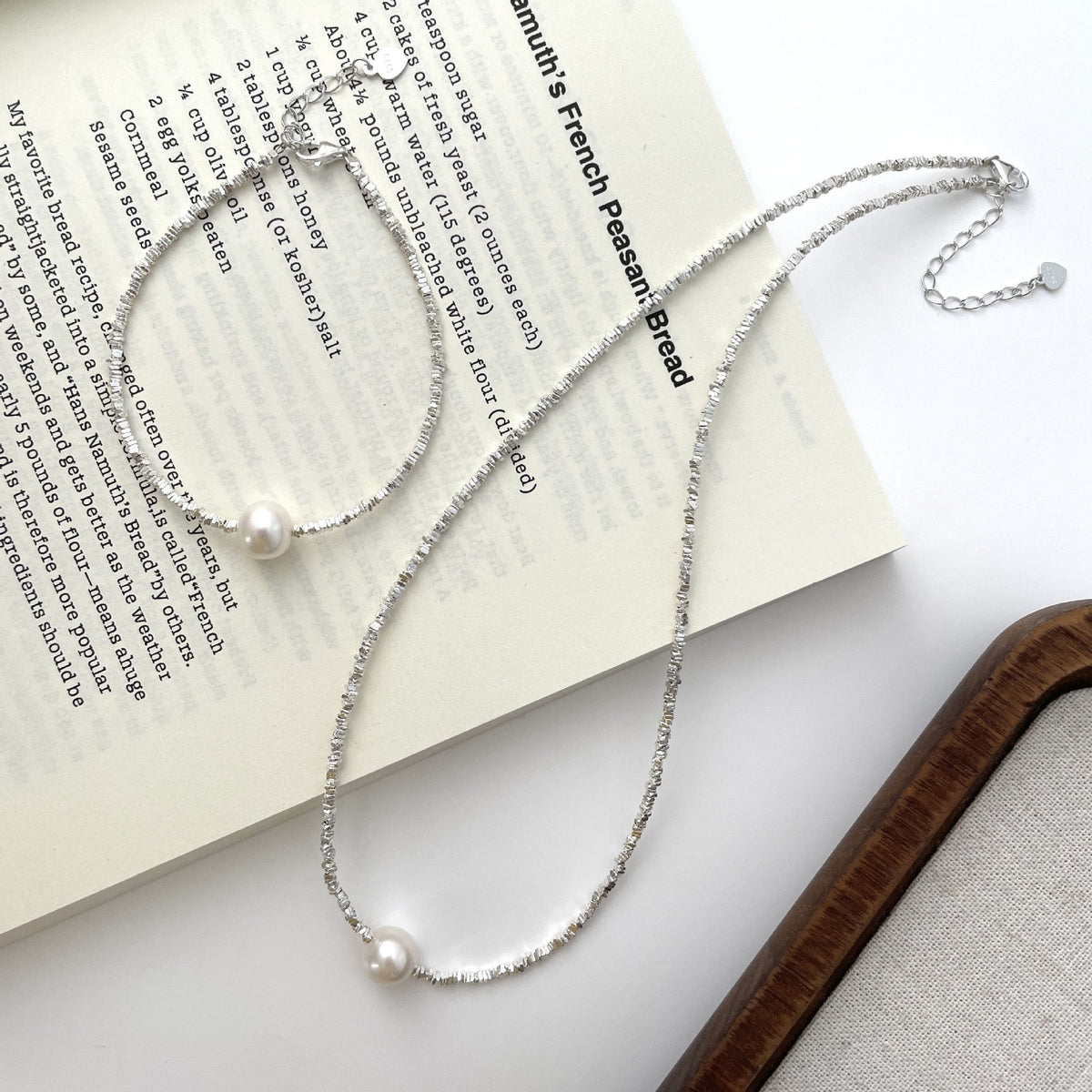 S925 Pure Silver Crushed Silver Necklace - Silvery