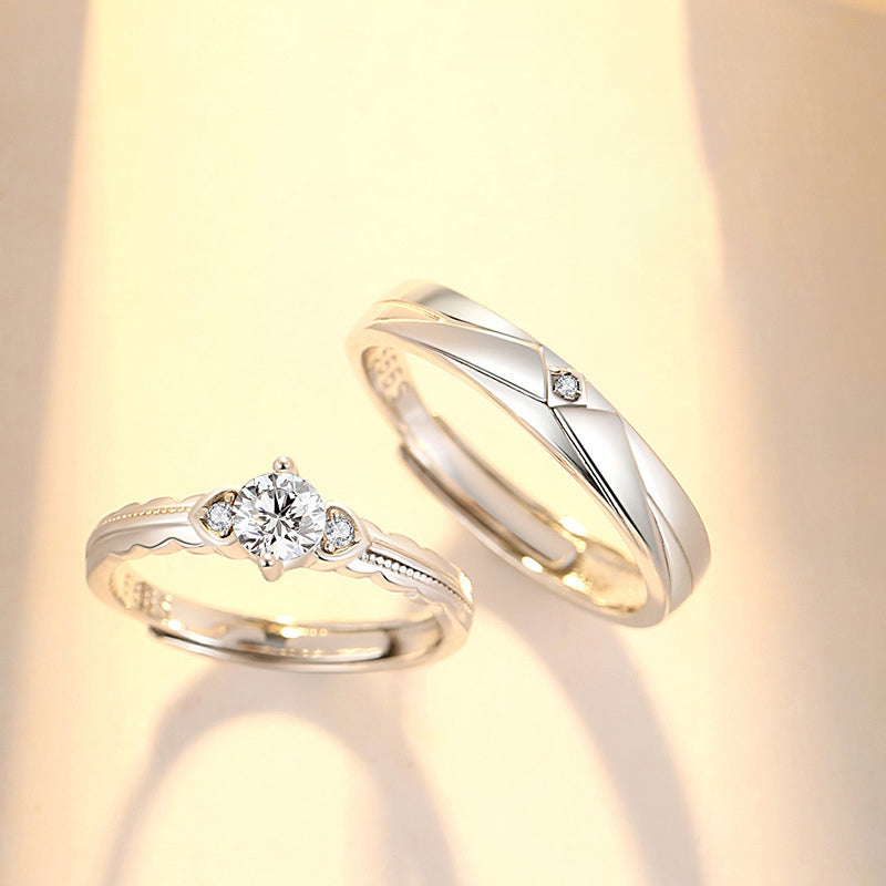 999 Silver Couple Ring - Silvery