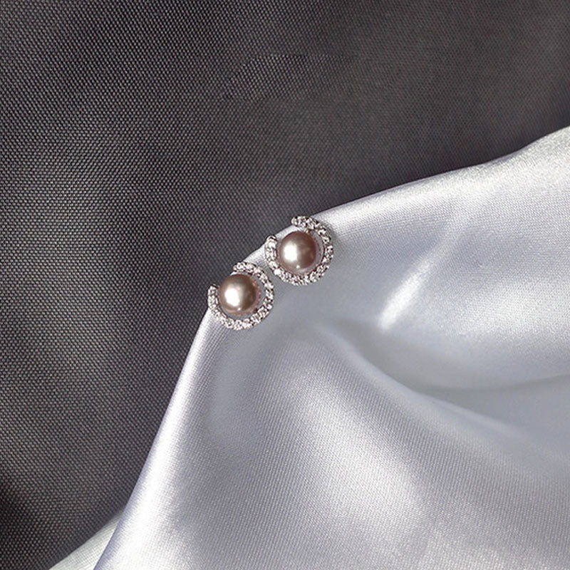 S925 Silver Freshwater Pearl Earrings - Champagne Golden