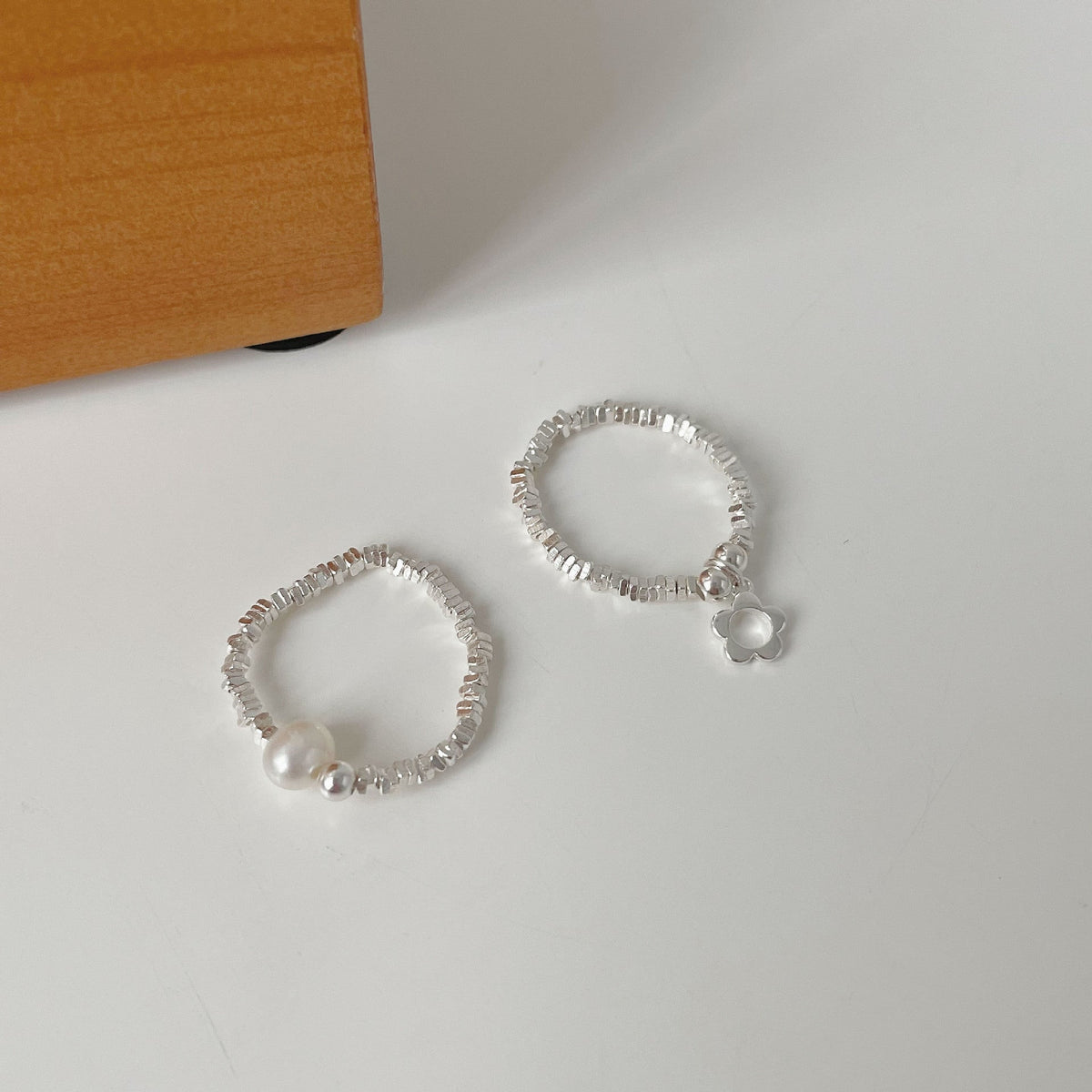 925 sterling silver elastic rope ring - silvery