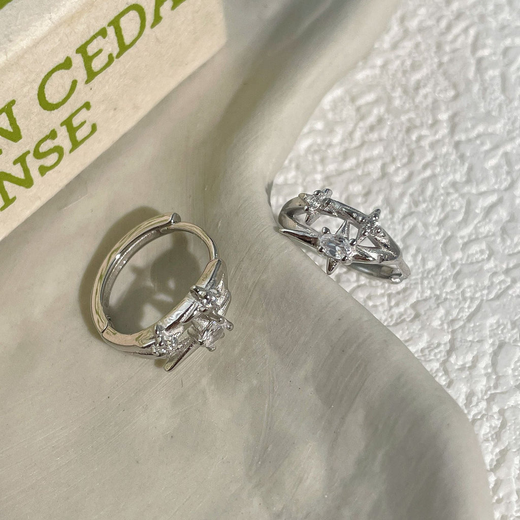 925 sterling silver zircon ear buckle - silvery