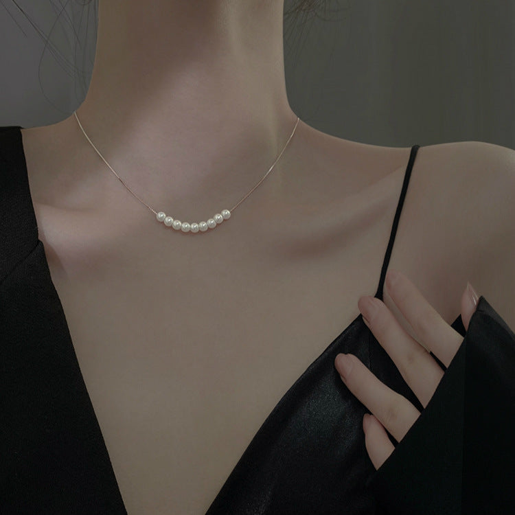 925 sterling silver imitation pearl necklace