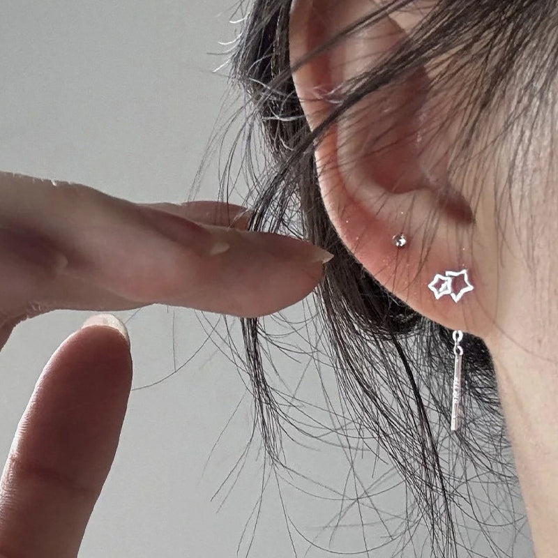 999 Silver Star Tassel Earline - Silvery