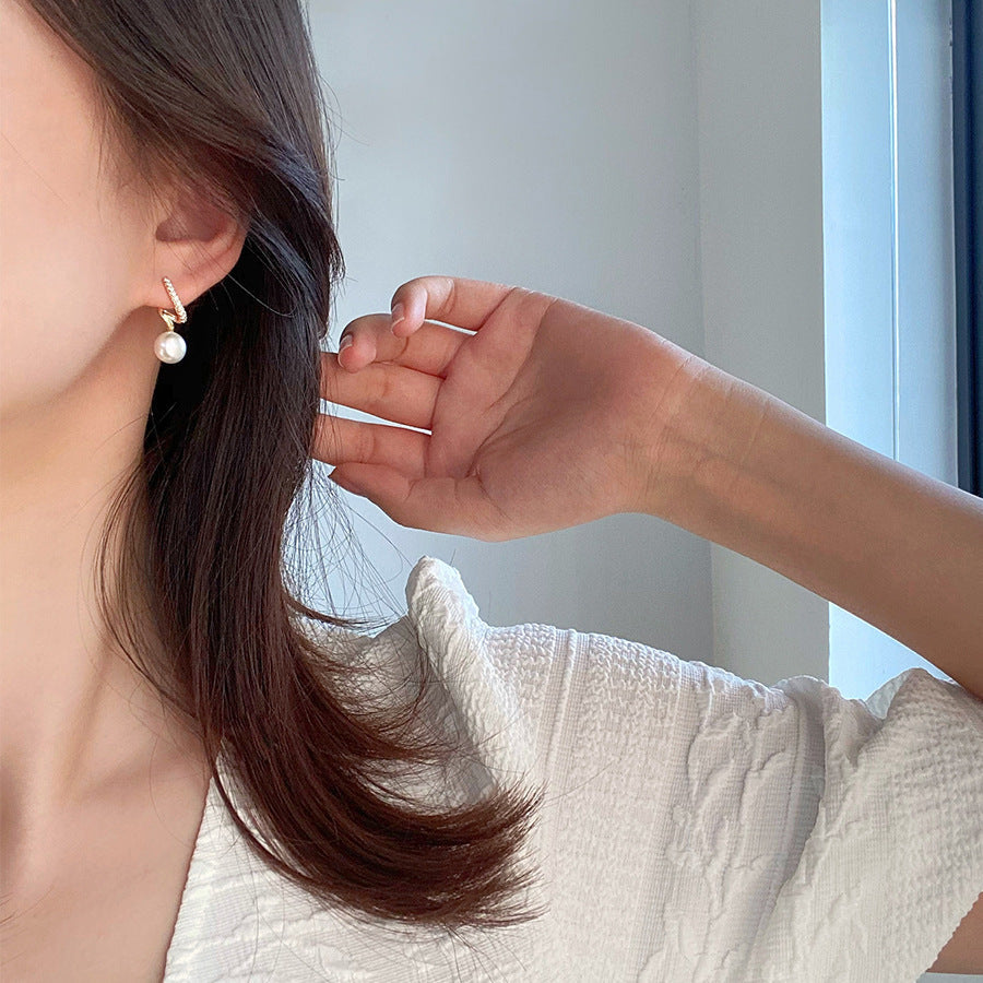 S925 pure silver pearl earrings