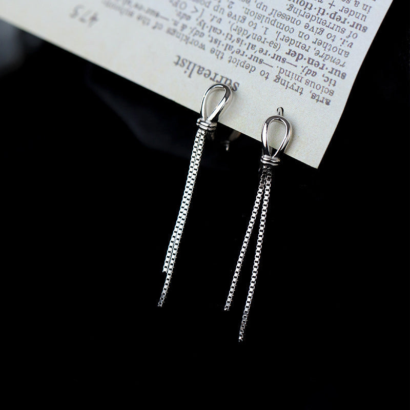 925 sterling silver long tassel pendant earrings