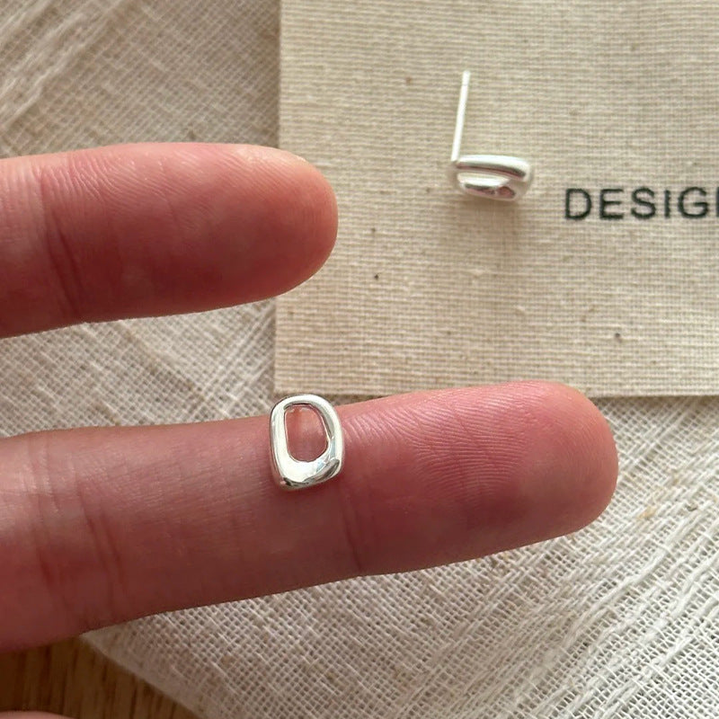 S925 pure silver geometric earrings - silvery