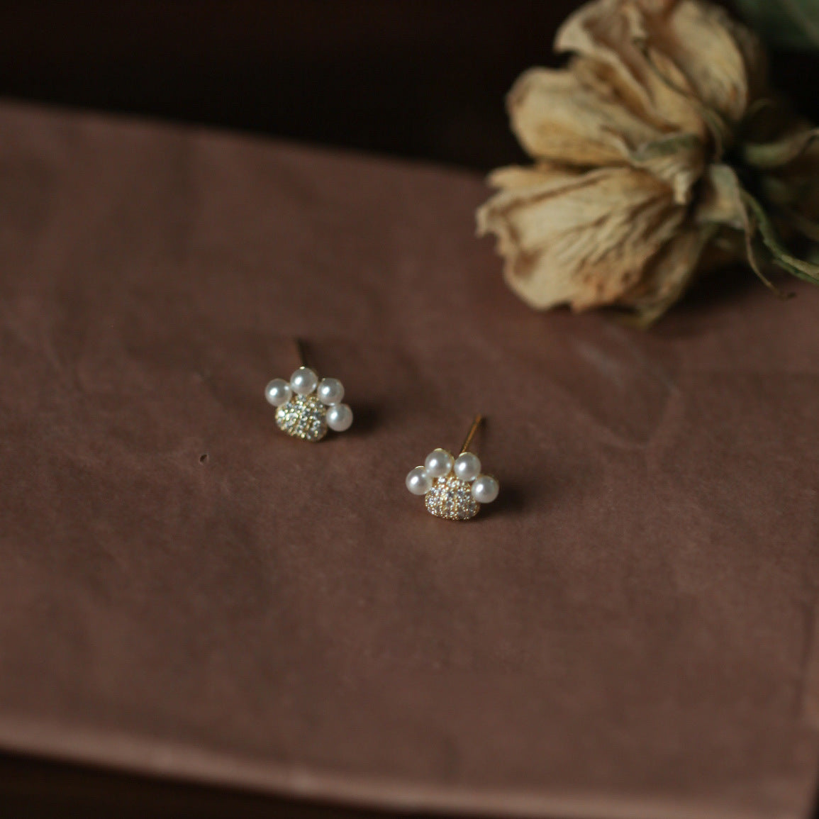 925 sterling silver cat claw earrings - golden