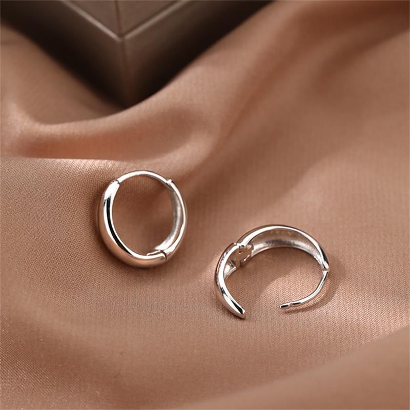 925 sterling silver circle ear buckle - silvery