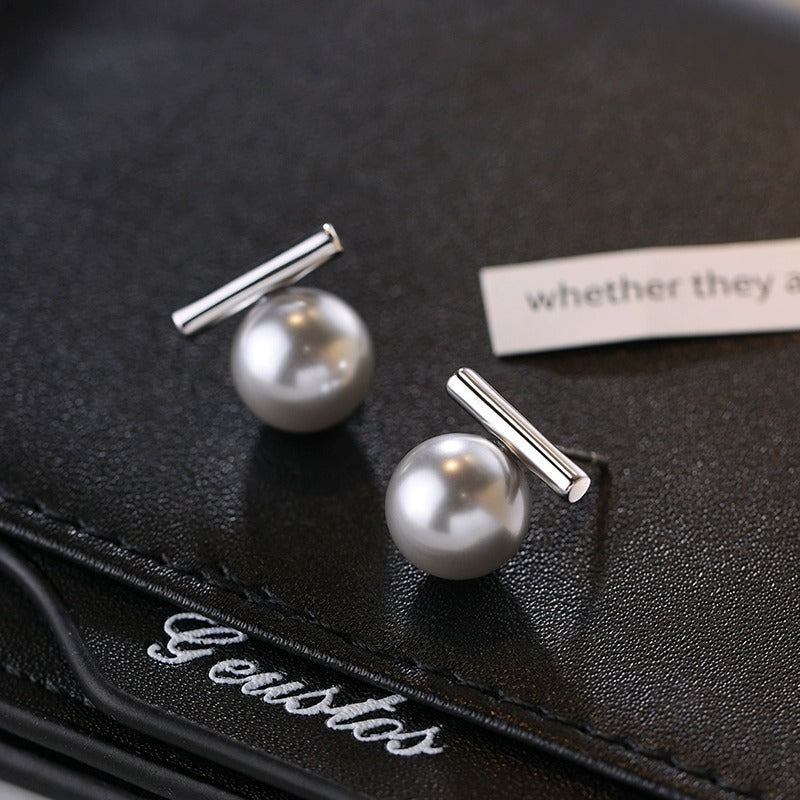 925 sterling silver grey pearl earrings