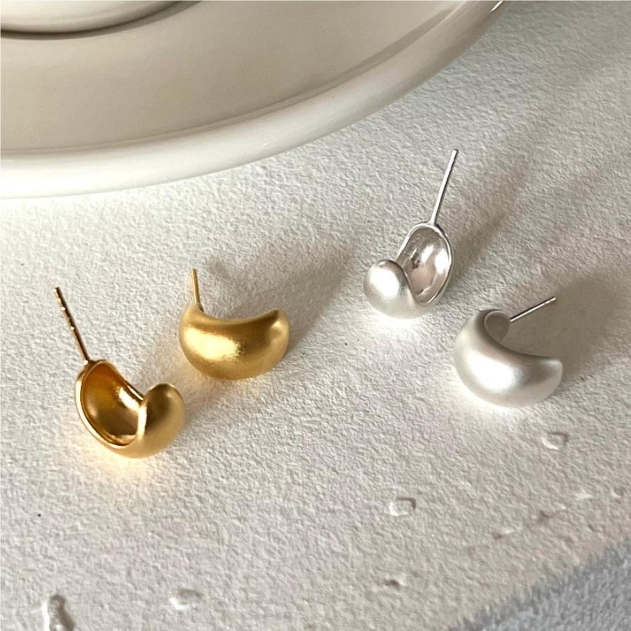 925 sterling silver U-shaped frosted matte earrings