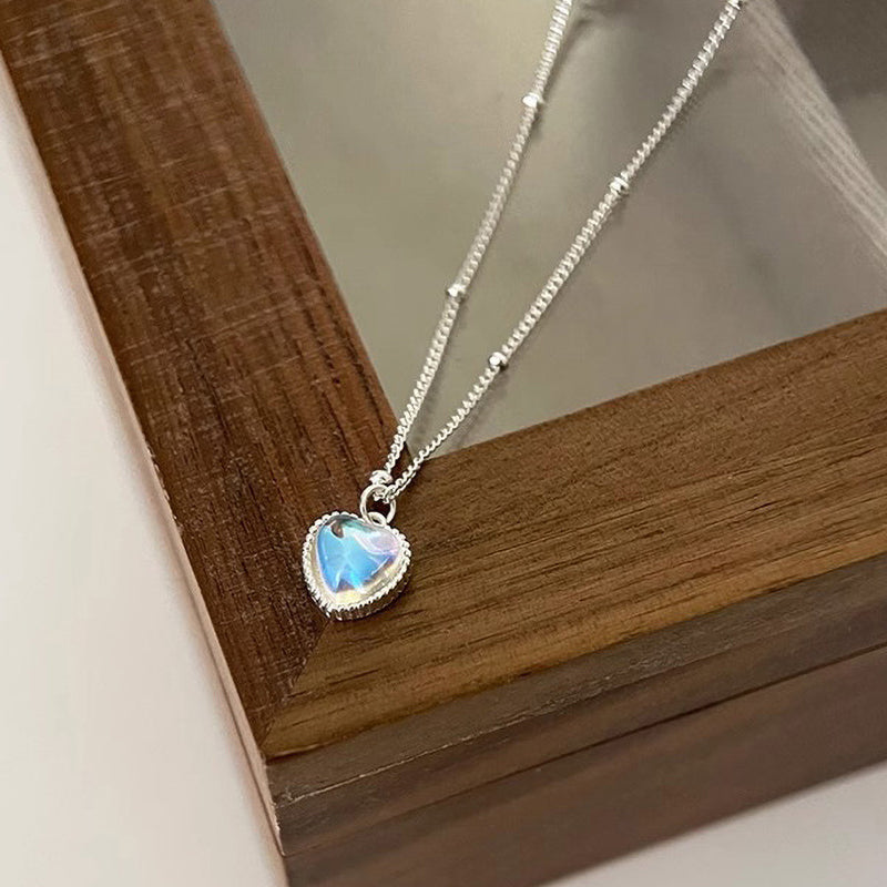 925 sterling silver heart pendant necklace - silvery