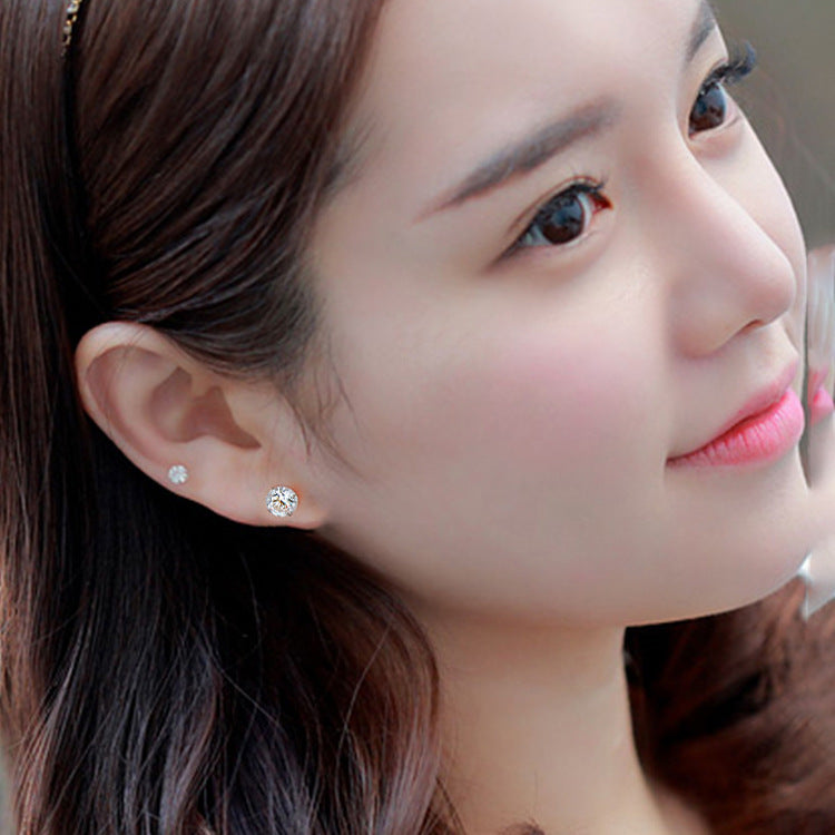 925 sterling silver zircon earrings - silvery