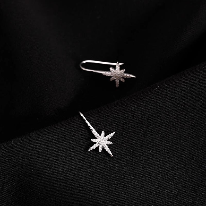 925 sterling silver star ear hook - silvery