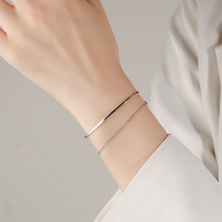 925 sterling silver double-layer bracelet - silvery