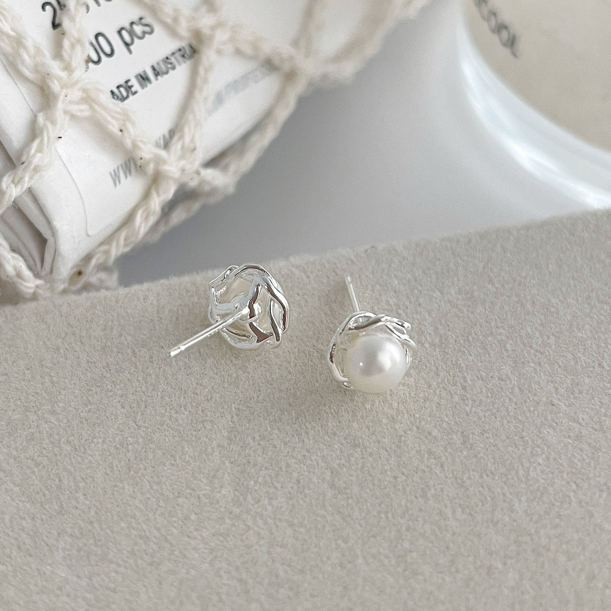 S925 pure silver freshwater pearl earrings
