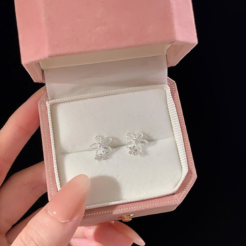 S925 sterling silver flower earrings