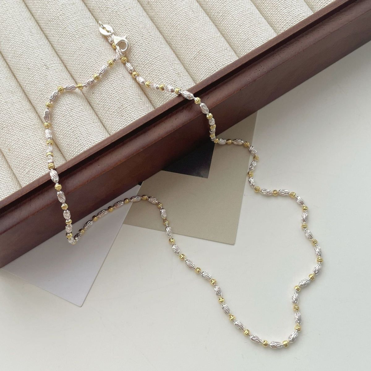 925 sterling silver olive bead necklace