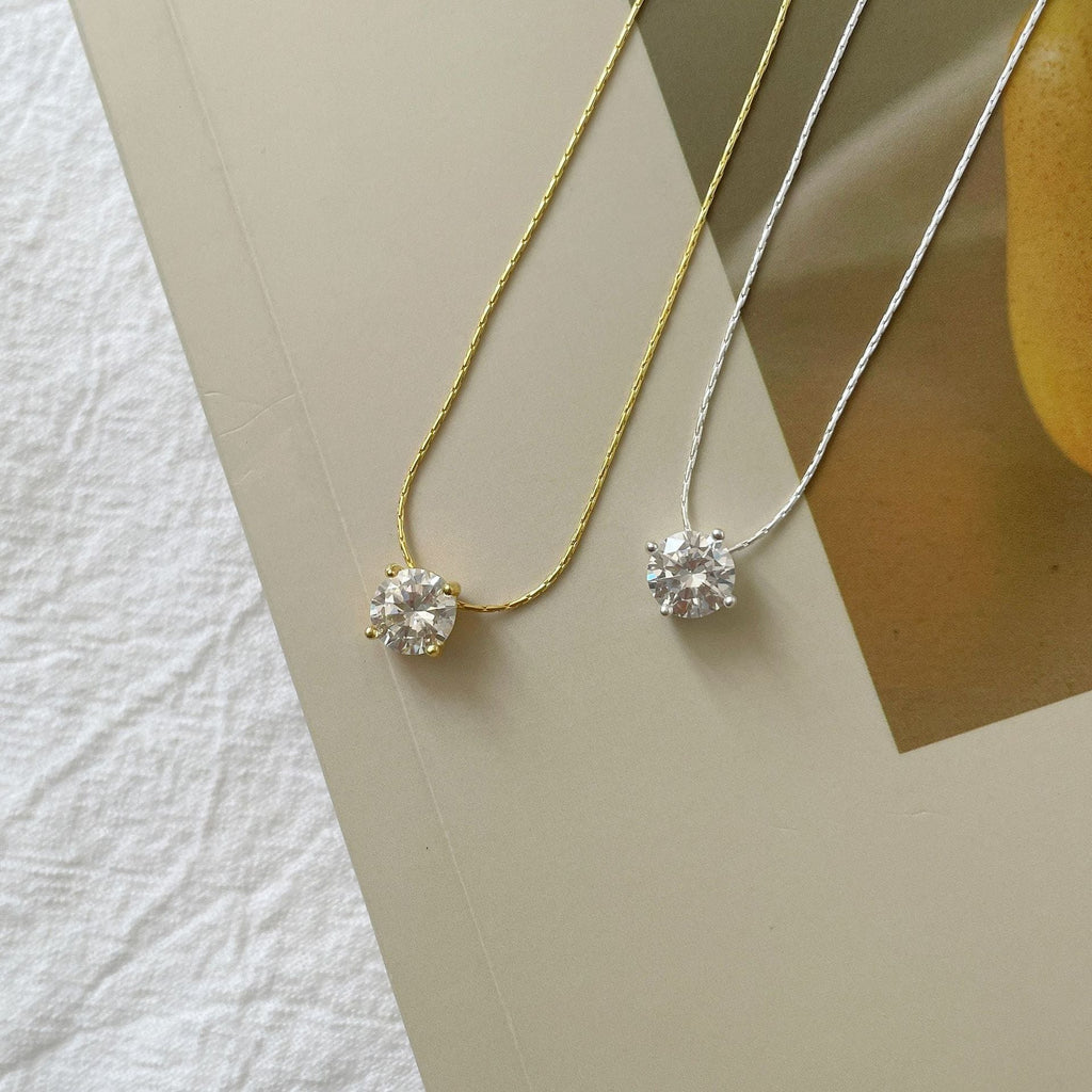 S925 Silver Sparkling Zirconia Snake Bone Chain Necklace