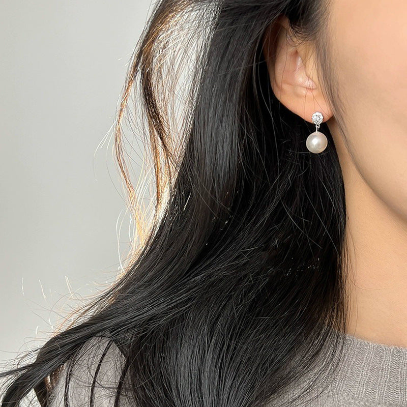 S925 sterling silver pearl earrings