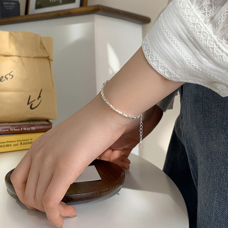 925 sterling silver broken silver bracelet - silvery