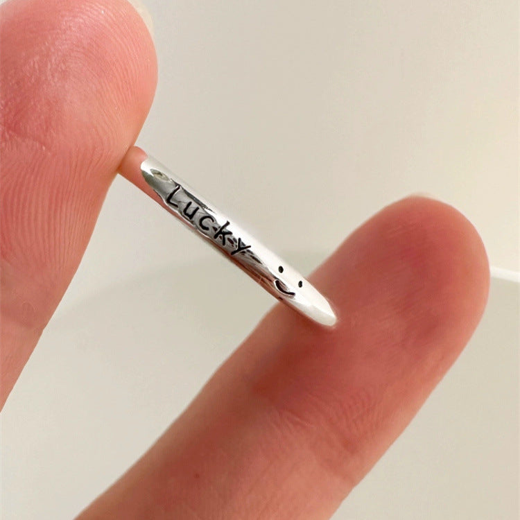 925 sterling silver LUCKY letter ring - silvery
