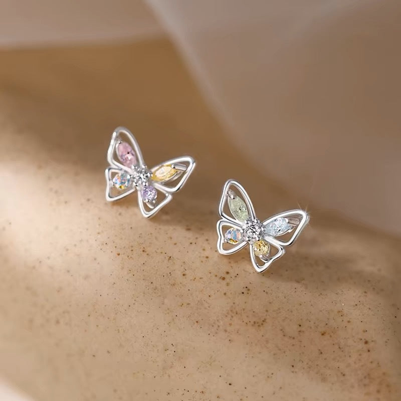 925 sterling silver butterfly earrings - silvery