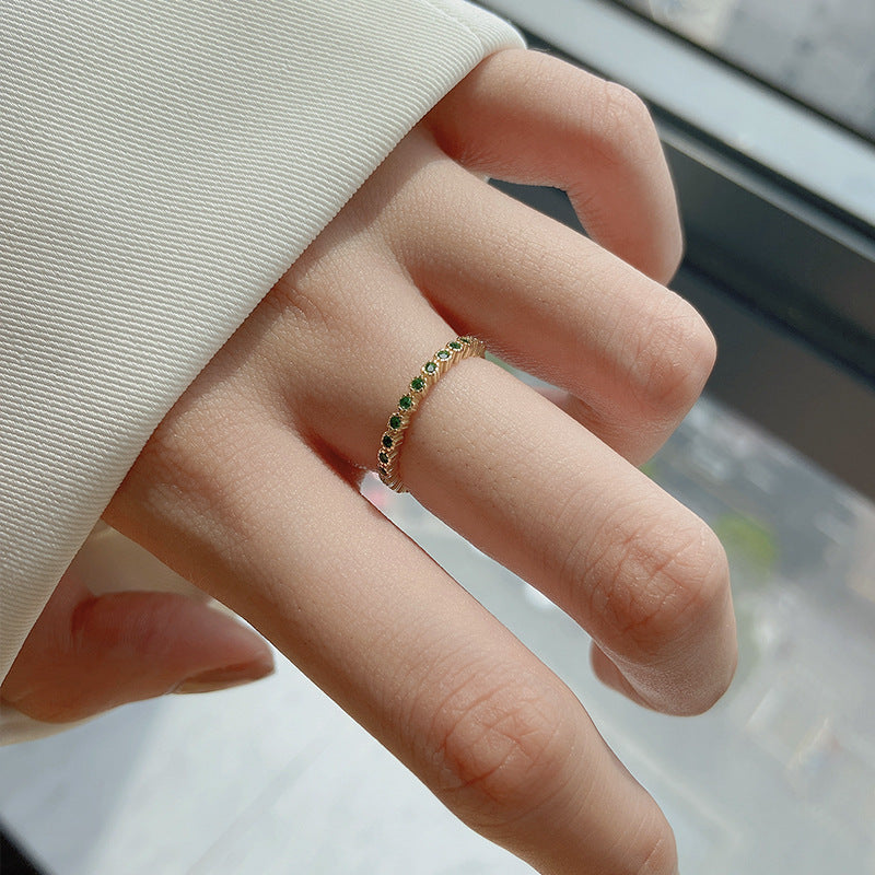 925 sterling silver zircon inlaid open ring