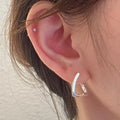 925 sterling silver square ear buckle - silvery