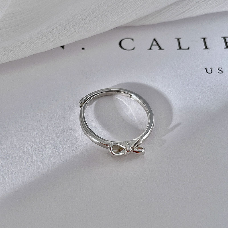 925 sterling silver bowknot ring - silvery