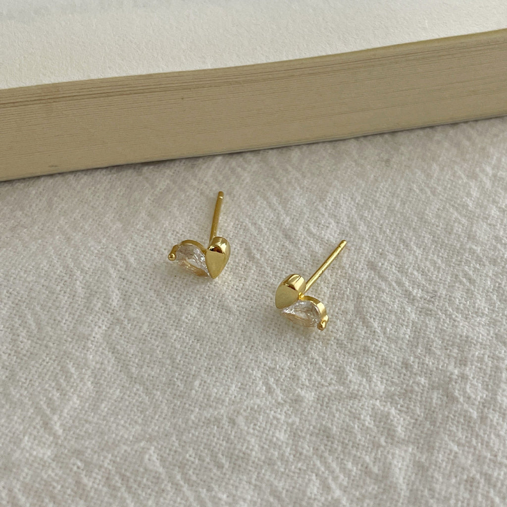 925 sterling silver heart-shaped earrings - golden