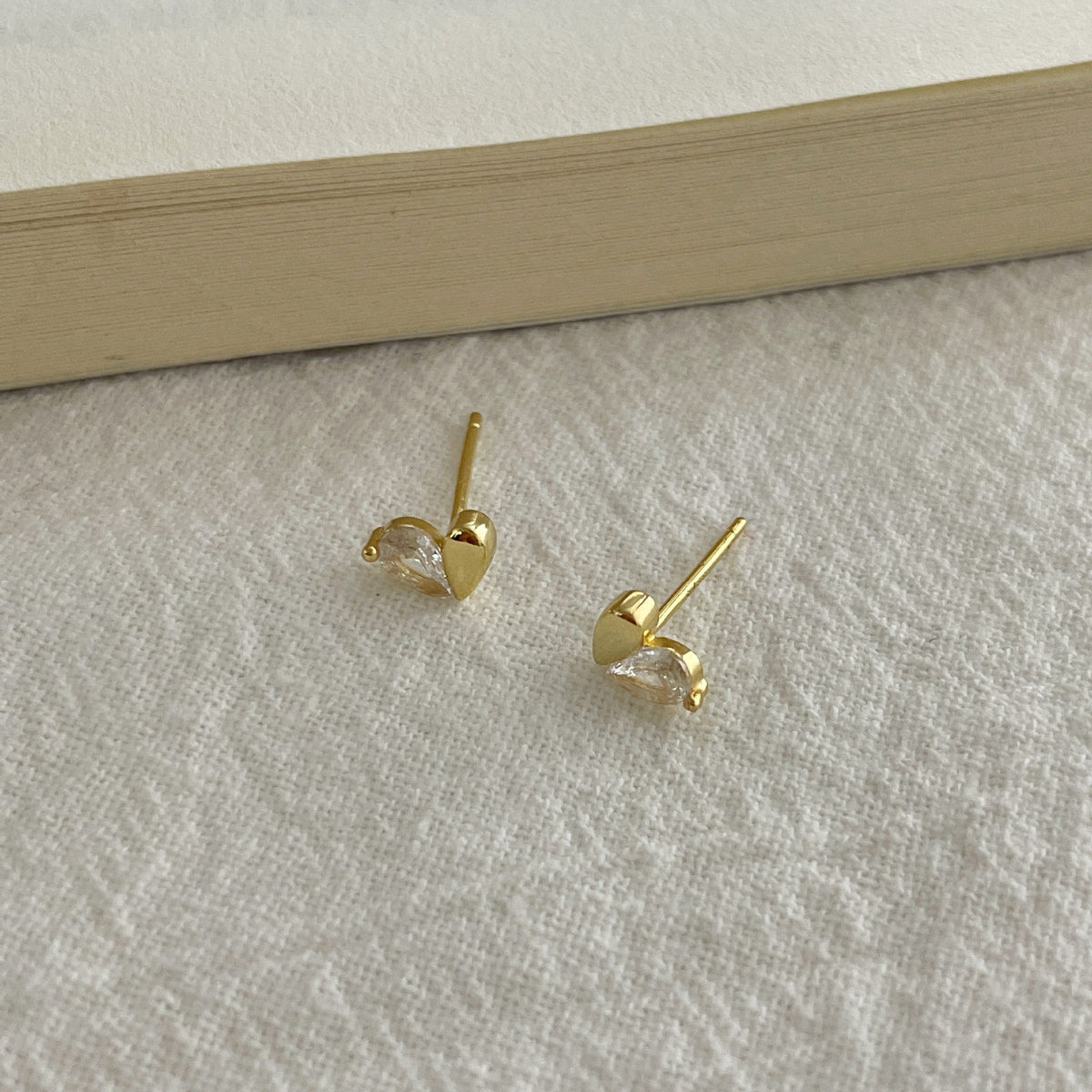 925 sterling silver heart-shaped earrings - golden